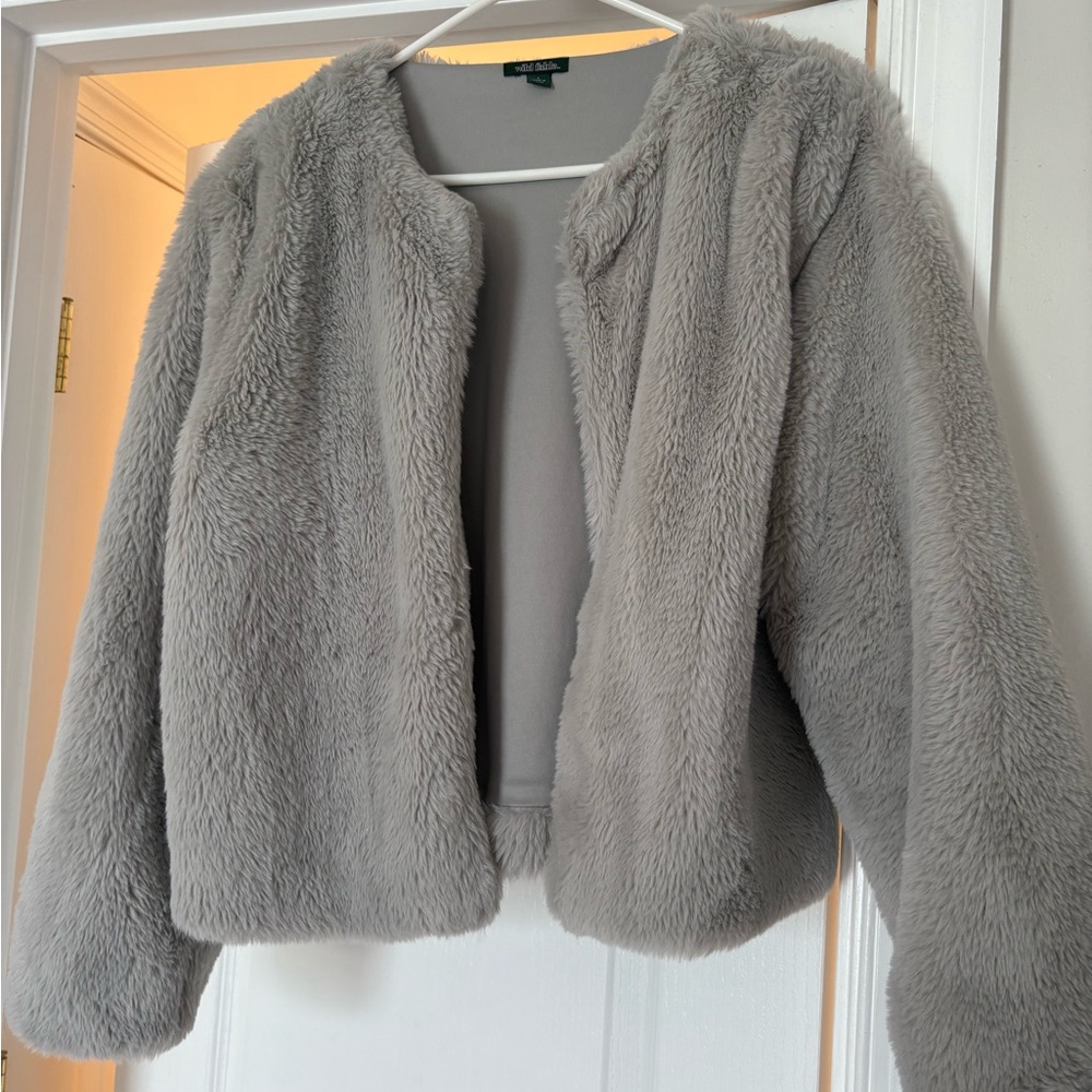 Wild Fable Gray Faux Fur Jacket